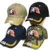 AES Waving USA American Bald Eagle Branches Khaki Tan Embroidered Cap Hat 676 view 1