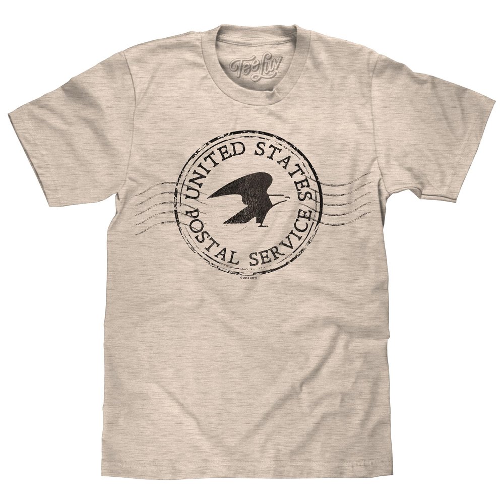 Tee Luv USPS Eagle Postmark Shirt - Premium Tri-Blend United States Postal Service Mail Shirt (Oatmeal Heather) (XXL)