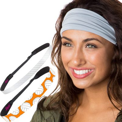 Hipsy Adjustable No Slip Xflex & Orange Volleyball Headbands for Women Gift Packs