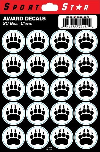SportStar Football Helmet Award Decals - Bear Claw (20 Stickers)