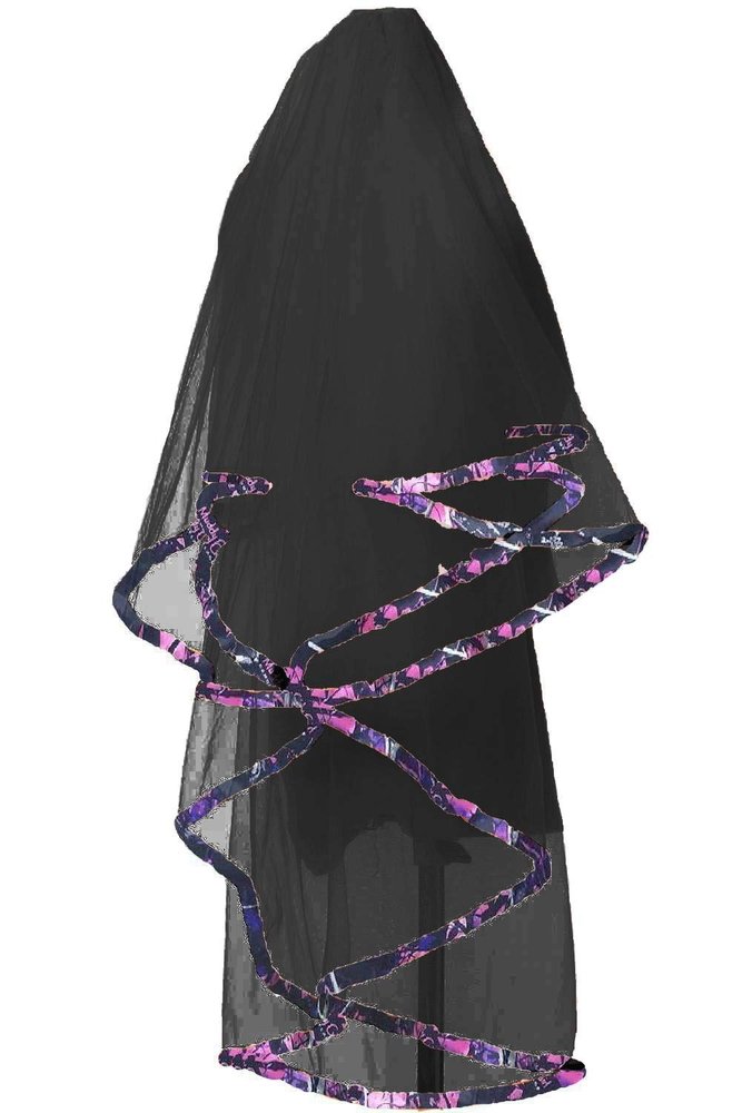 DINGZAN Muddy Camo and Tulle Wedding Veils Bridal Accessories Veil (Black)