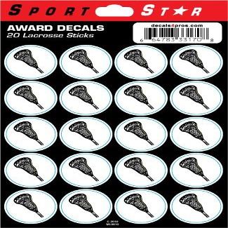 SportStar Lacrosse Helmet Award Decals - Lax Stick (20 Stickers)