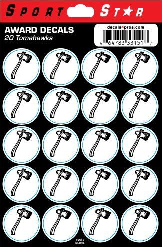 SportStar Football Helmet Award Decals - Tomahawk (20 Stickers)