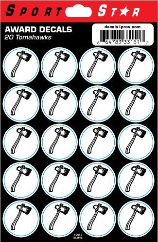 SportStar Football Helmet Award Decals - Tomahawk (20 Stickers)