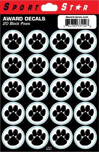SportStar Football Helmet Award Decals - Black Paw (20 Stickers)