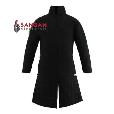 Sangamsteelcraft Medieval Gambeson Thick Padded Long Coat Aketon Jacket Armor Costume Cotton Fabrics