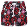 EASYHON Women's Floral Boardshort Elastic Waistband Beach Shorts with Drawstring (Red,XX-Large) view 1