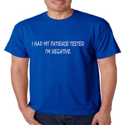 ALLNTRENDS Men's T Shirt Had My Patience Tested I'm Negative Fun Sarcastic Tee (L, Royal Blue)