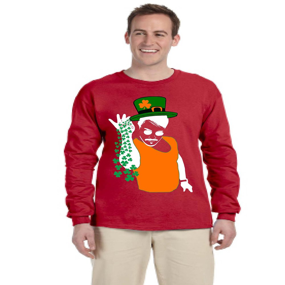 ALLNTRENDS Men's Long Sleeve Bea Salt Shamrock Irish St Patricks Day Hot Shirt (3XL, Red)
