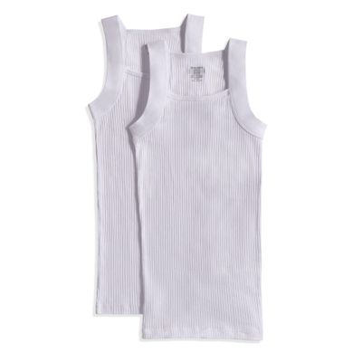 2(X)IST Men's Essential Cotton Square Cut Tank 2-Pack Pure White