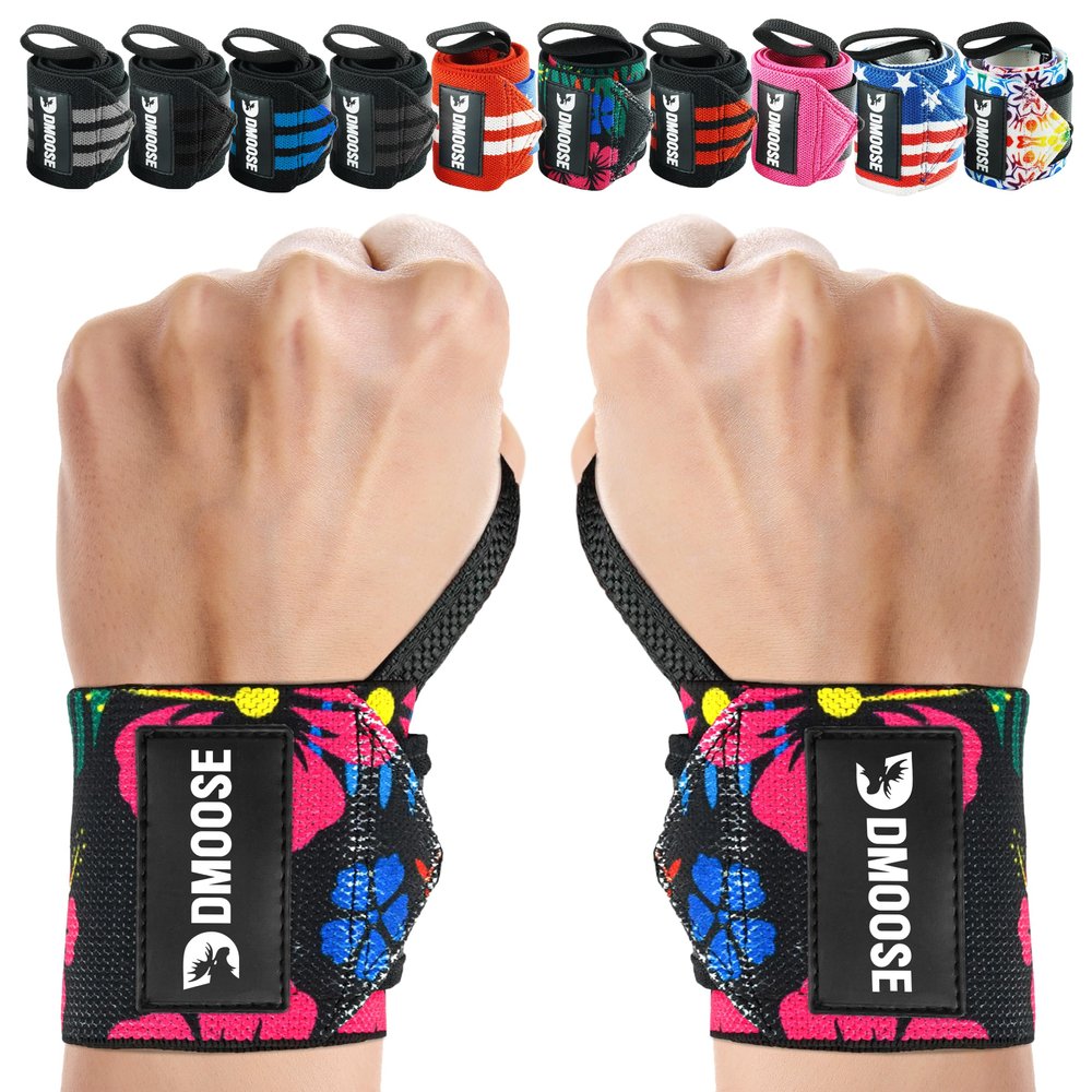 DMoose Wrist Wraps (IPL Approved), Avoid Injury and Maximize Grip with Thumb Loop, 18" or 12" Gym Wrist Wraps Pair, Wrist Wraps for Weightlifting Men, Wrist Brace for Working Out & Wrist Support