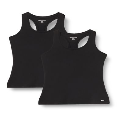 Amazon Essentials Women's Active Workout Quick Dry Tech Stretch Racerback Tank Top (Available in Plus Size), Pack of 2, Black, XX-Large