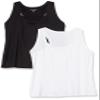 Amazon Essentials Women's Active Workout Quick Dry Tech Stretch Racerback Tank Top (Available in Plus Size), Pack of 2, Black/Bright White, Small view 1