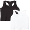 Amazon Essentials Women's Active Workout Quick Dry Tech Stretch Racerback Tank Top (Available in Plus Size), Pack of 2, Black/Bright White, Small view 2