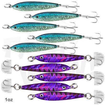 10pcs Fish WOW! 1oz 4.5inch Fishing Mega Live Bait Jig with a Treble Hook - 2 Colors