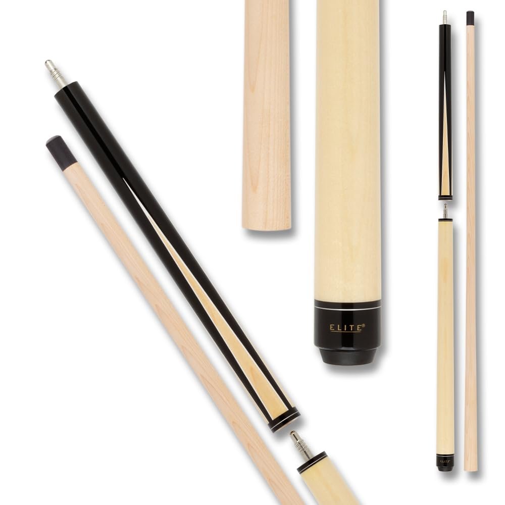 Elite ELBJPBK Break/Jump Pool Cue - Natural Maple with Black Points and Cream Overlay - 20oz