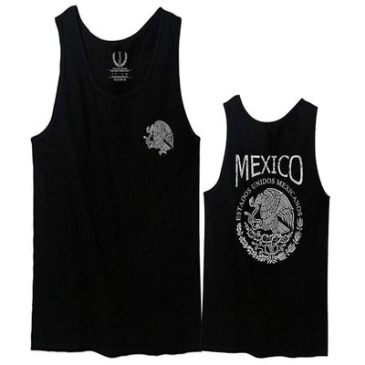 0081. Hecho En Mexico Mexican Flag Coat of Arms Escudo Mexicano 5 Mayo Men's Tank Top (Red, Medium)