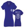 0081. Hecho En Mexico Mexican Flag Coat of Arms Escudo Mexicano 5 Mayo for Women V Neck Fitted T Shirt (Royal Small) view 1