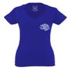 0081. Hecho En Mexico Mexican Flag Coat of Arms Escudo Mexicano 5 Mayo for Women V Neck Fitted T Shirt (Royal Small) view 2