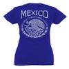 0081. Hecho En Mexico Mexican Flag Coat of Arms Escudo Mexicano 5 Mayo for Women V Neck Fitted T Shirt (Royal Small) view 3