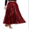CHARTOU Women's Premium Metallic Shiny Shimmer Accordion Pleated Long Maxi Skirt (X-Small, Red)