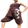 RaanPahMuang Rayon Mao Smock Pants or Jump Suit Onesee with Long Dragon Print, Medium, Dark Brown view 1