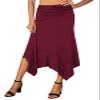 DJT Women's Flowy Handkerchief Hemline Midi Skirt X-Large Wine Red view 2