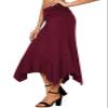 DJT Women's Flowy Handkerchief Hemline Midi Skirt X-Large Wine Red view 3