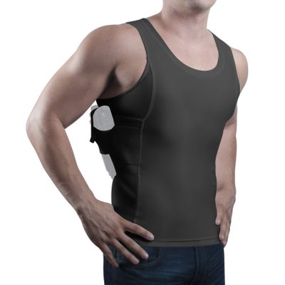 ConcealmentClothes Mens Compression Undercover- Concealed Carry Holster Tank Top Shirt - Black - XX-Large