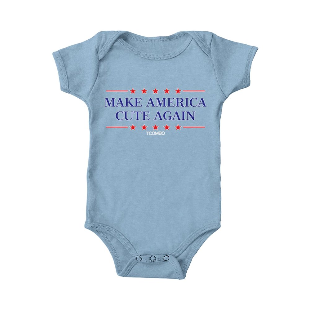 Tcombo Make America Cute Again - MAGA Trump Bodysuit (Light Blue, 6 Months)