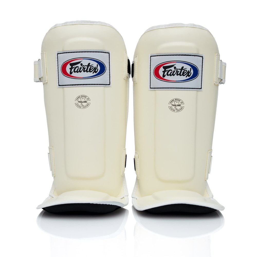 Fairtex SP3 Muay Thai Shin Guards for Men, Women, Kids | MMA Training, Kickboxing | Premium, Lightweight & Durable |Avoid shin splints During Training, Sparring - Large, White