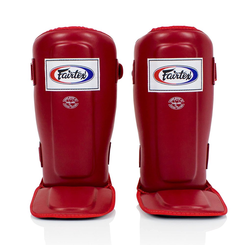 Fairtex SP3 Muay Thai Shin Guards for Men, Women, Kids | MMA Training, Kickboxing | Premium, Lightweight & Durable |Avoid shin splints During Training, Sparring - Large, Red