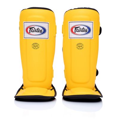 Fairtex SP3 Muay Thai Shin Guards for Men, Women, Kids | MMA Training, Kickboxing | Premium, Lightweight & Durable |Avoid shin splints During Training, Sparring - Small, Yellow