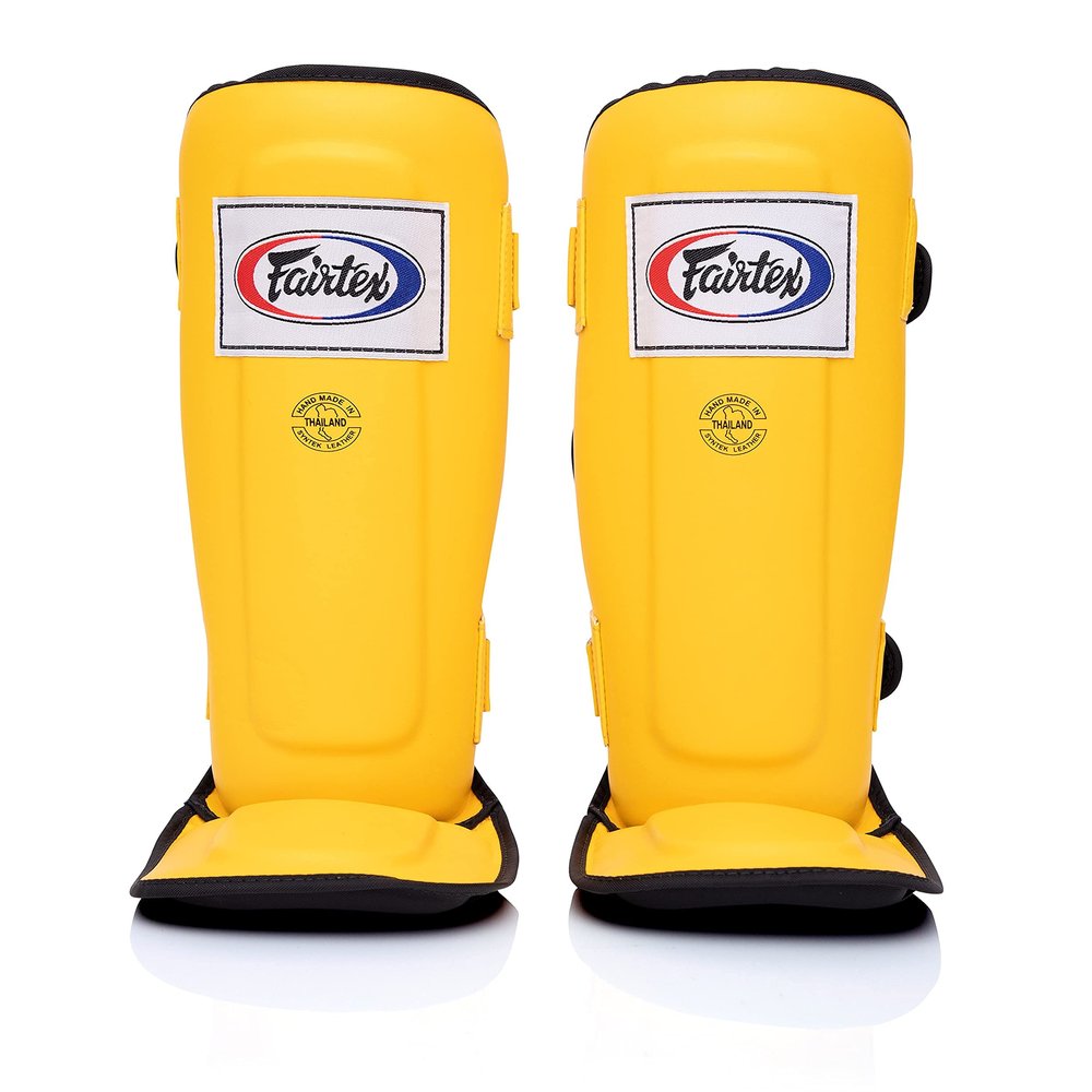 Fairtex SP3 Muay Thai Shin Guards for Men, Women, Kids | MMA Training, Kickboxing | Premium, Lightweight & Durable |Avoid shin splints During Training, Sparring - Small, Yellow
