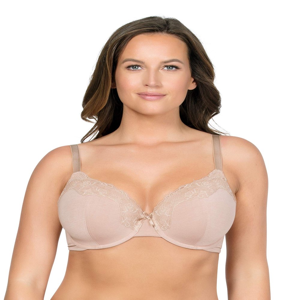PARFAIT Tess Women's Wired Cotton-Like Lace Accent Everyday T-Shirt Bra Style P50212-Bare-32DD