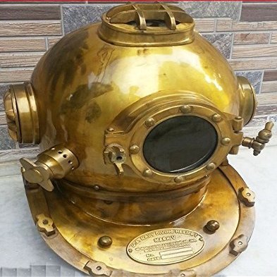 Antique Diving Divers Helmet Solid Steel U.S Navy Mark V Full Size 18 Inch