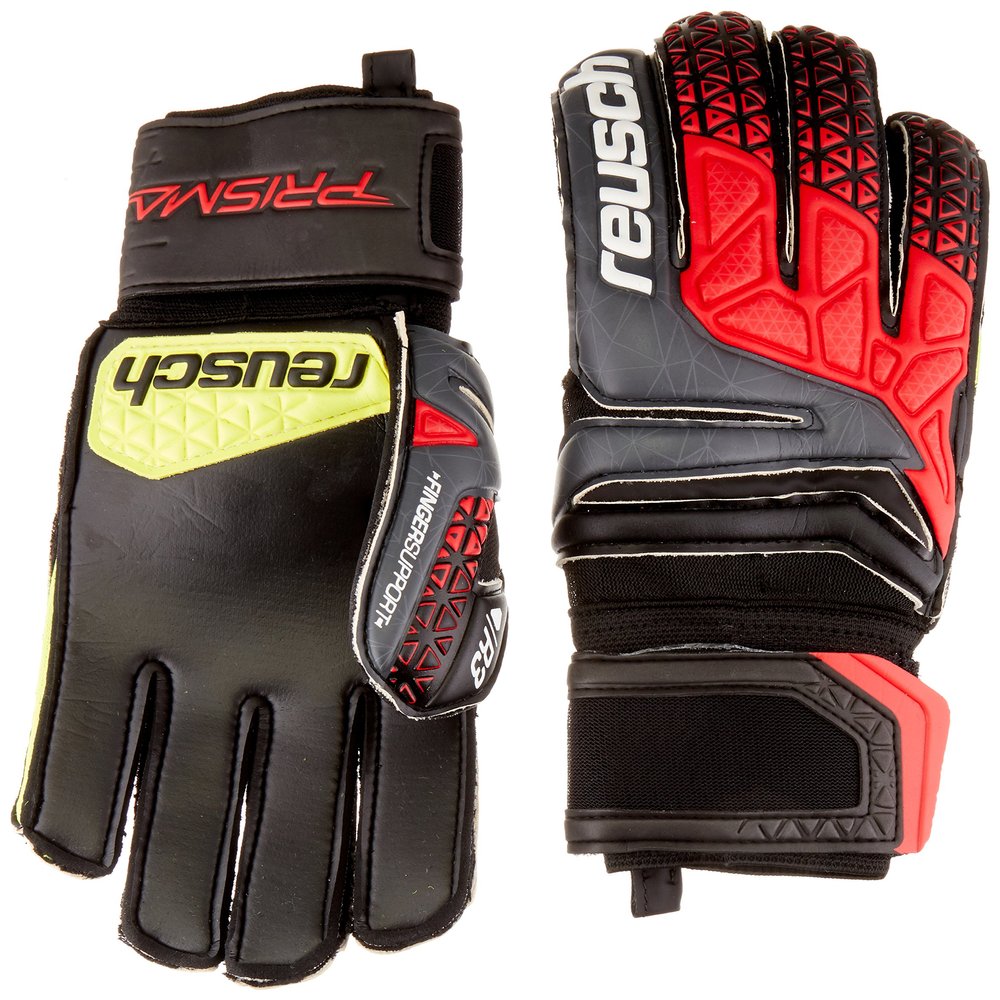 Reusch Soccer Prisma Prime R3 Finger Support Goalkeeper Gloves, Size 11, Black/Red