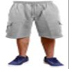 Guytalk Men's Solid Fleece Cargo Sweat Shorts 3XL Grey view 2