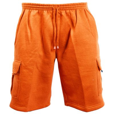 Guytalk Men's Solid Fleece Cargo Sweat Shorts Small Orange