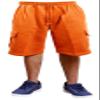 Guytalk Men's Solid Fleece Cargo Sweat Shorts Small Orange view 2