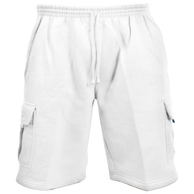 Guytalk Men's Solid Fleece Cargo Sweat Shorts 4XL White