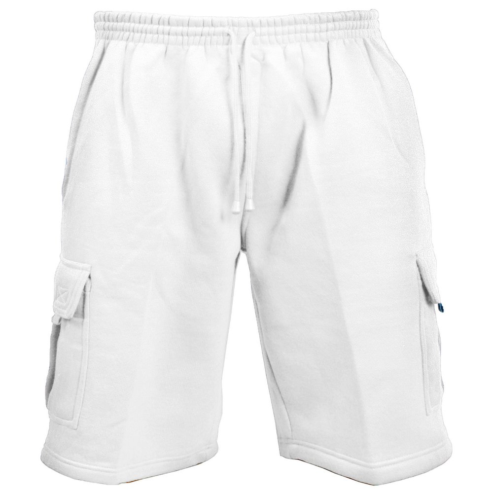 Guytalk Men's Solid Fleece Cargo Sweat Shorts 4XL White