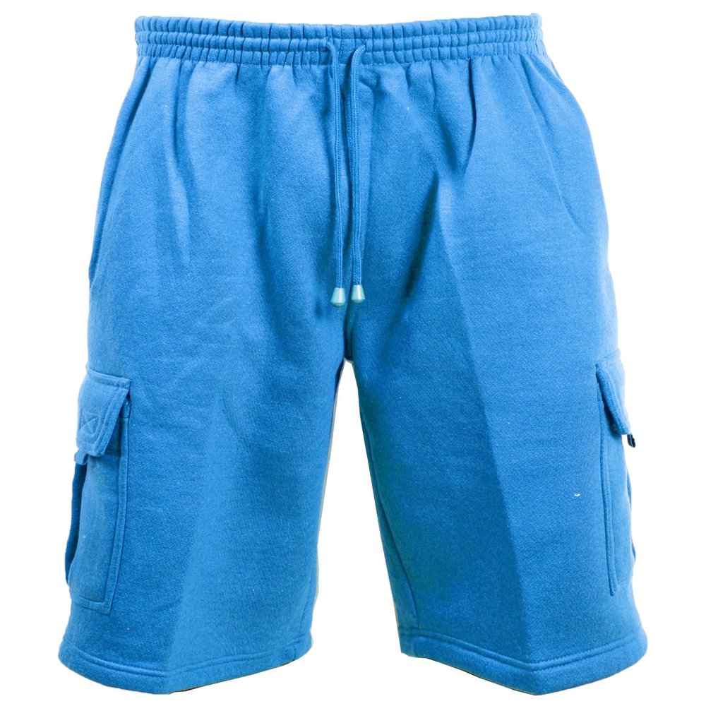 Guytalk Men's Solid Fleece Cargo Sweat Shorts 4XL SkyBlue