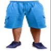 Guytalk Men's Solid Fleece Cargo Sweat Shorts 4XL SkyBlue view 2