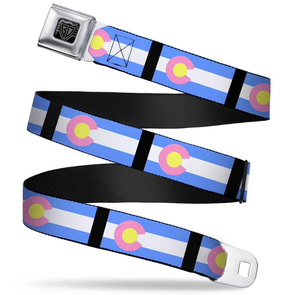 Buckle-Down Seatbelt Belt - Colorado Flags Pastel - 1.0" Wide - 20-36 Inches in Length