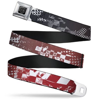 Buckle-Down Seatbelt Belt - Grunge Chaos3 White/Blue-Red Fade - 1.0" Wide - 20-36 Inches in Length