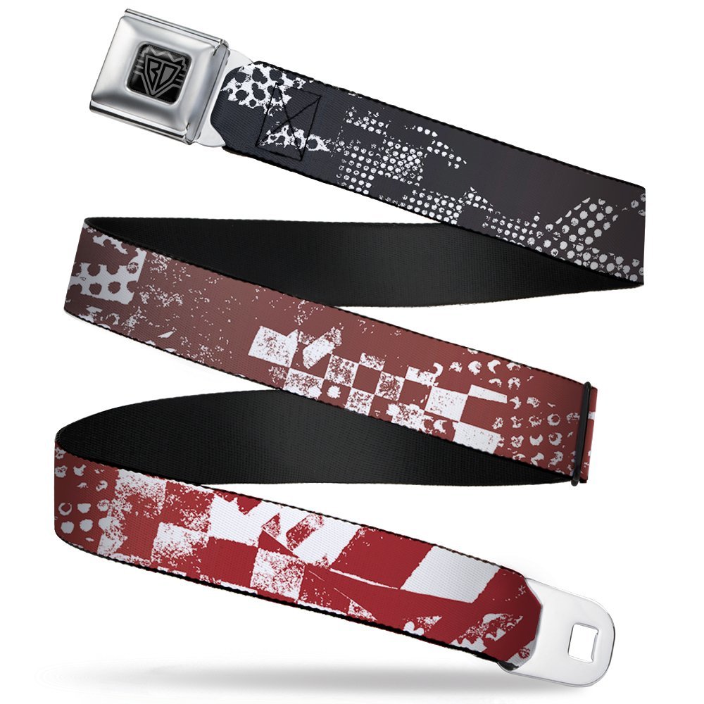 Buckle-Down Seatbelt Belt - Grunge Chaos3 White/Blue-Red Fade - 1.0" Wide - 20-36 Inches in Length
