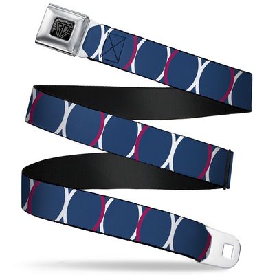 Buckle-Down Seatbelt Belt - Rings Turquoise/White/Fuchsia - 1.0" Wide - 20-36 Inches in Length