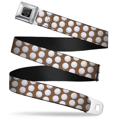 Buckle-Down Seatbelt Belt - Golf Balls Tan/White - 1.0" Wide - 20-36 Inches in Length