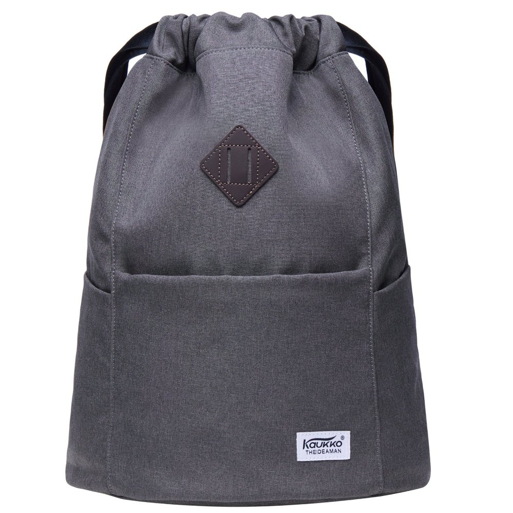 KAUKKO Drawstring Sports Backpack Gym Yoga Bag Shoulder Rucksack for Men and Women GREY 29.44L